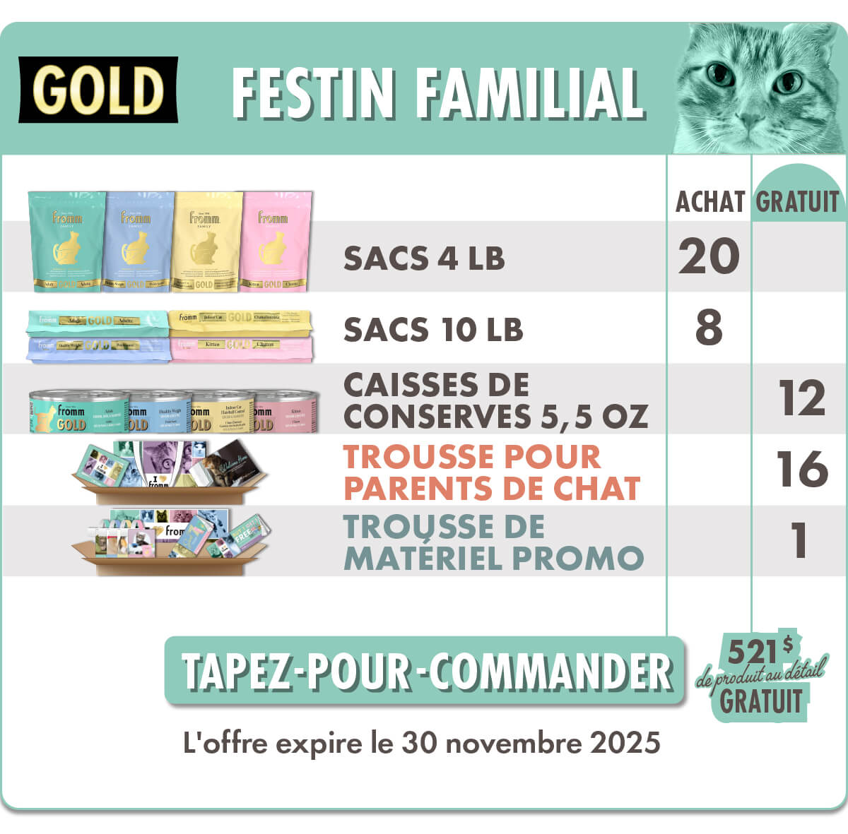 Fromm Tapez-pour-commander : FESTIN FAMILIAL  521$ de produit au détail GRATUIT