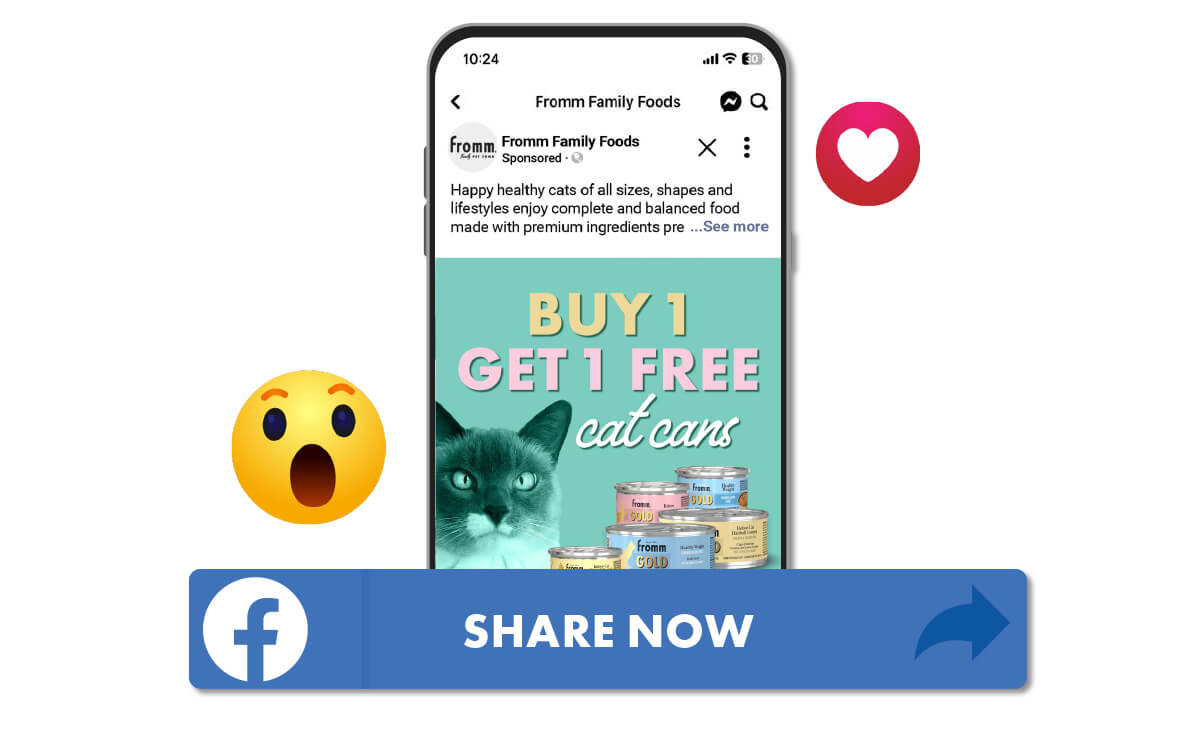 Fromm Shareables Buy 1 Get 1 Offer Facebook Post. Share now.